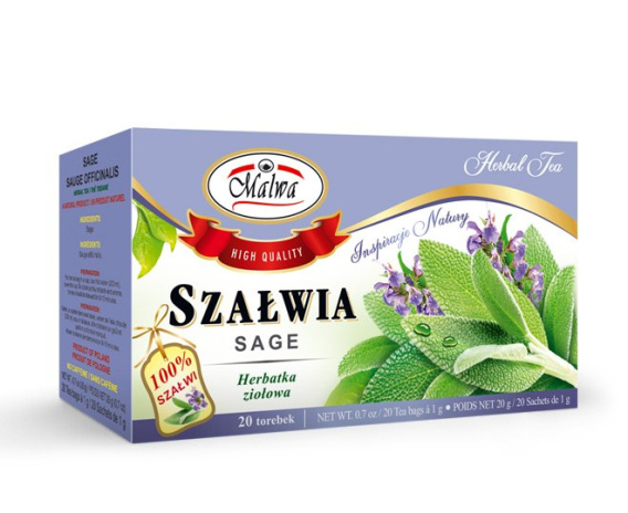 MALWA TEA HERBATA ZIOŁOWA ZIOŁA 100% SZAŁWIA 20TB Herbaty Malwa Home ...